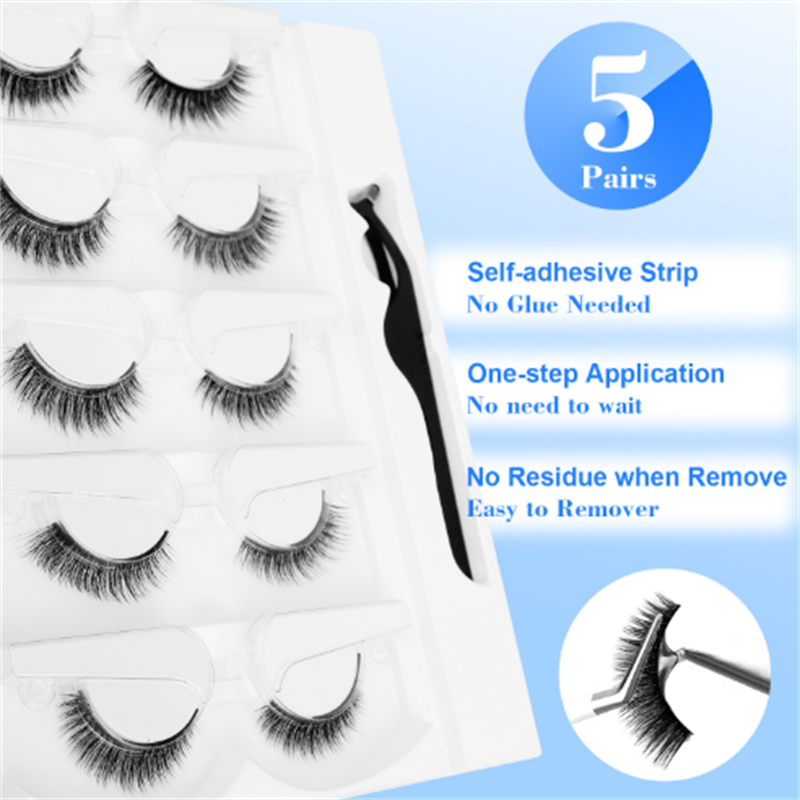 5 PAR sztucznych rzęs bez klej – Eyelash Extension Glue For Sensitive Eyes recenzja i cena